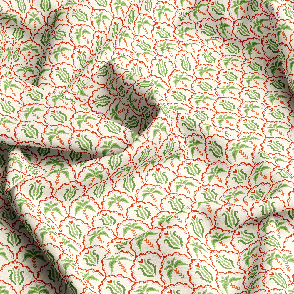 Tropical Palm Tree in Moorish Arch Damask – Custom Print Fabrics