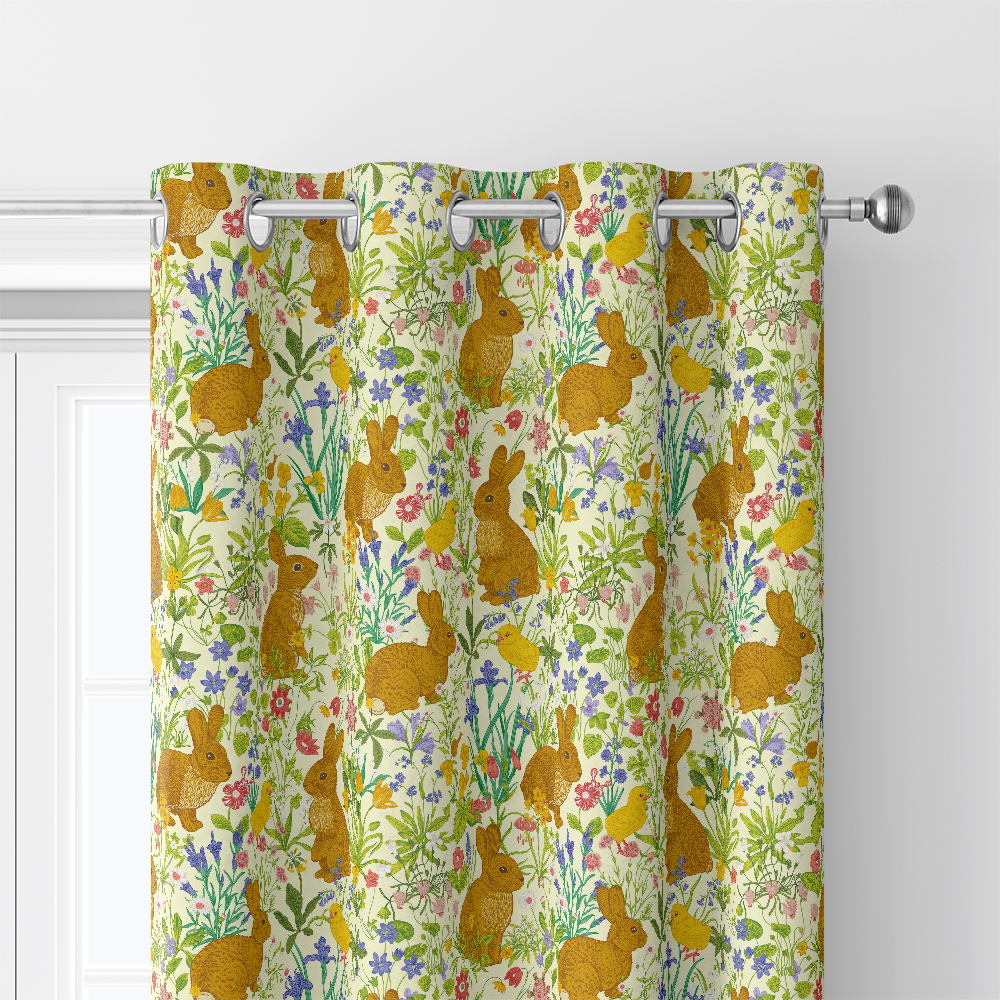 Curtain – Vintage Bunny Meadow Floral Print