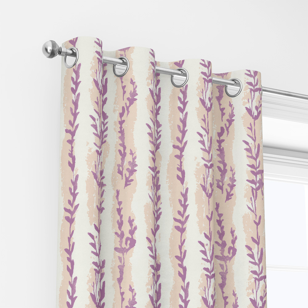 Curtain – Lavender Leaf Stripe Botanical Print