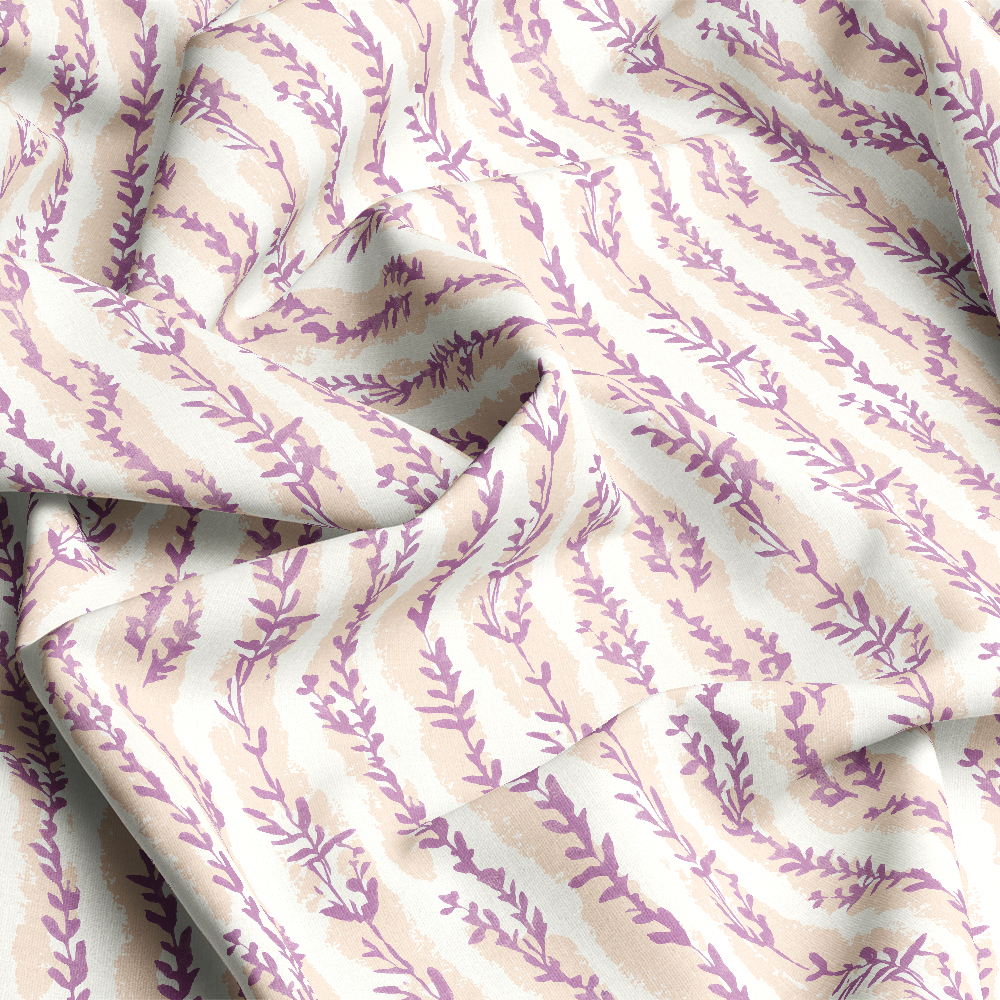 Curtain – Lavender Leaf Stripe Botanical Print