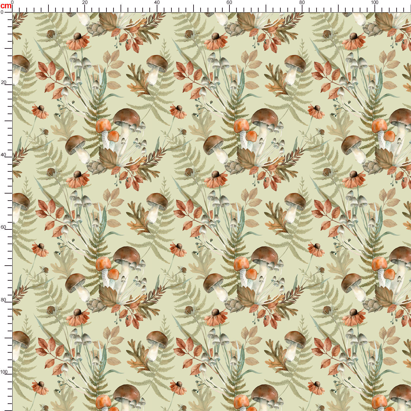 Autumn Forest Mushroom and Fern Watercolor Pattern – Custom Print Fabrics
