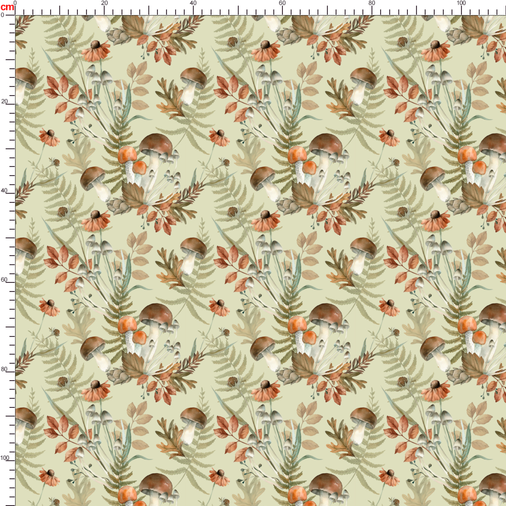 Autumn Forest Mushroom and Fern Watercolor Pattern – Custom Print Fabrics