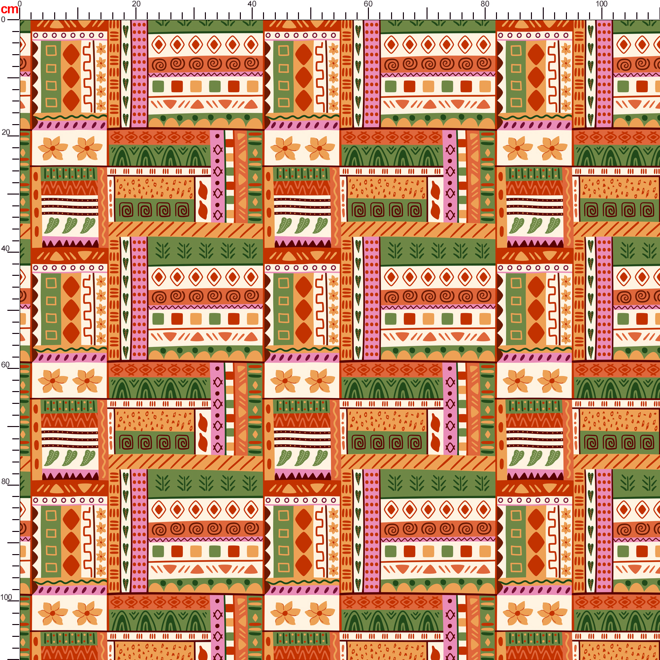 African Tribal Geometric Ornament in Boho Style – Custom Print Fabrics