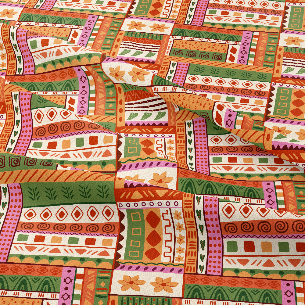 African Tribal Geometric Ornament in Boho Style – Custom Print Fabrics
