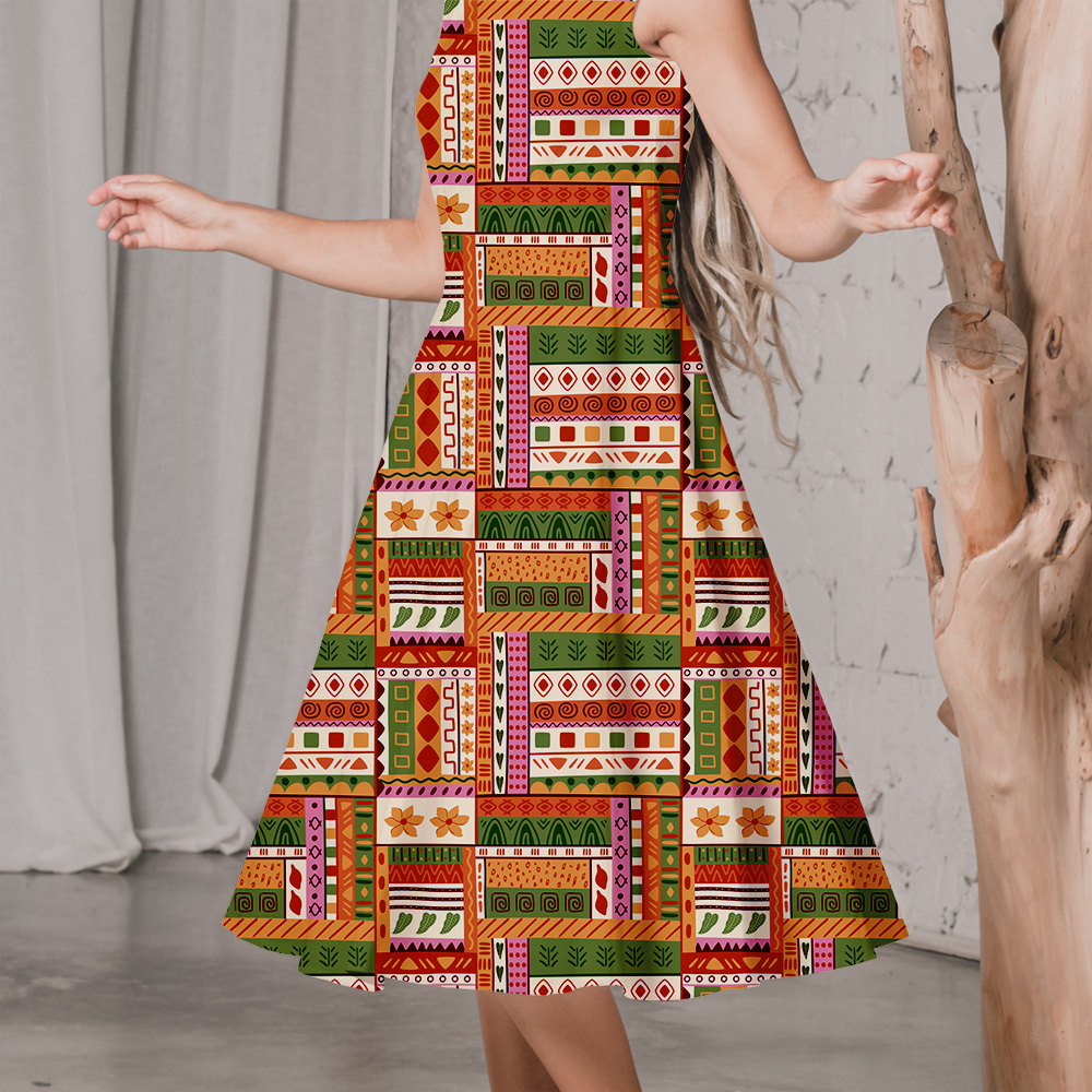 African Tribal Geometric Ornament in Boho Style – Custom Print Fabrics