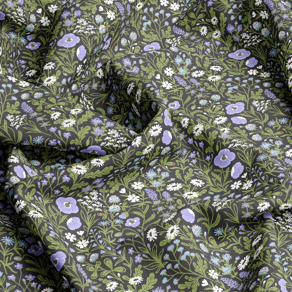 Multicolored Wildflowers on Soft Grey Background – Custom Print Fabrics