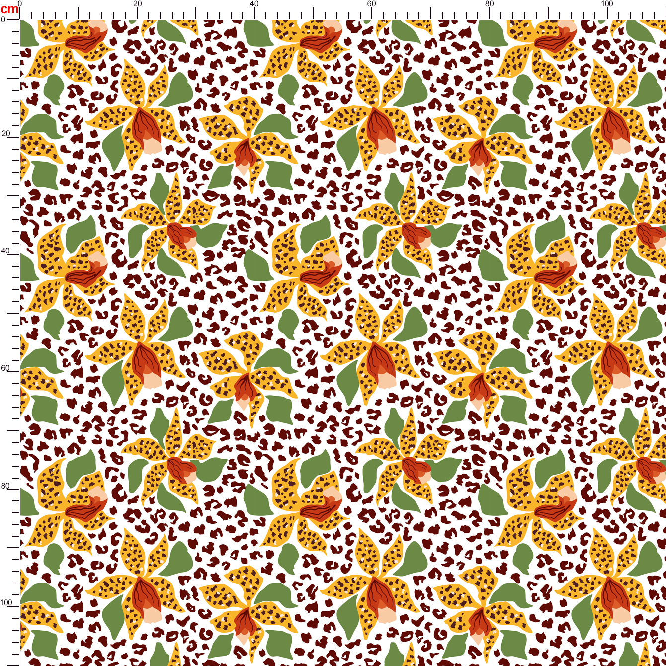 Tropical Hybrid Leopard Skin and Yellow Floral Pattern – Custom Print Fabrics