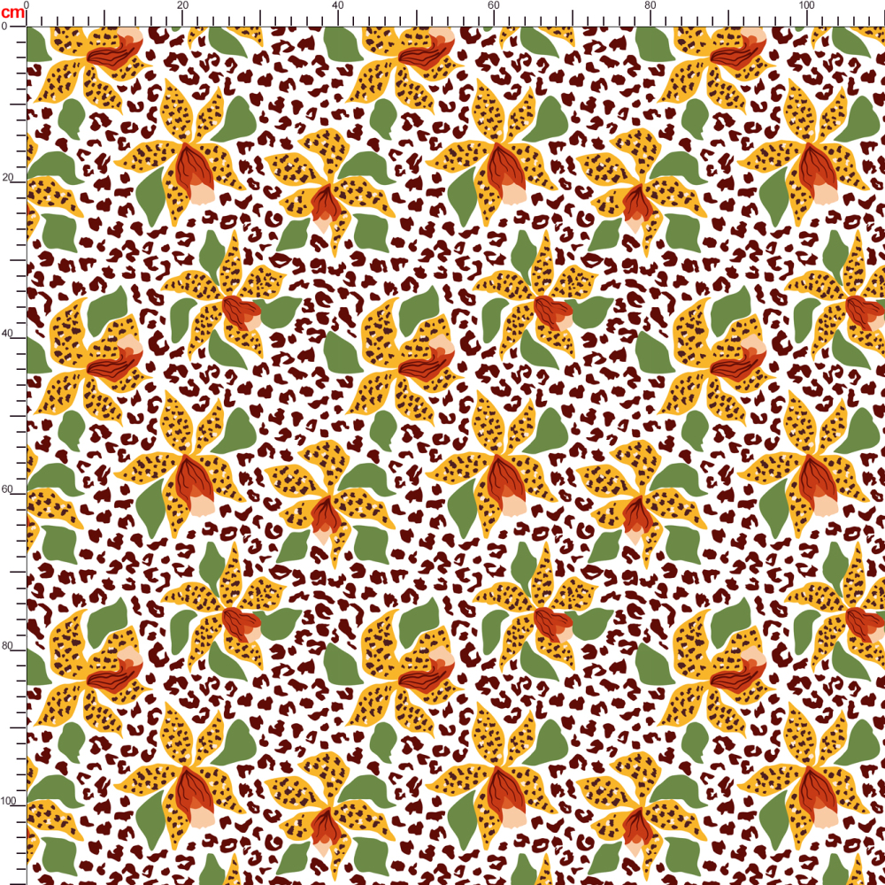 Tropical Hybrid Leopard Skin and Yellow Floral Pattern – Custom Print Fabrics