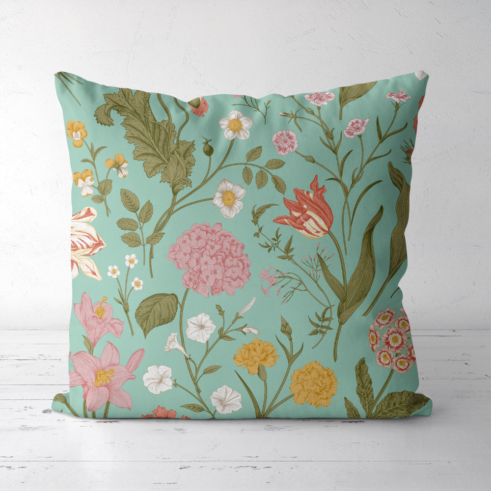 Throw Pillow – Vintage-Inspired Wildflower Garden
