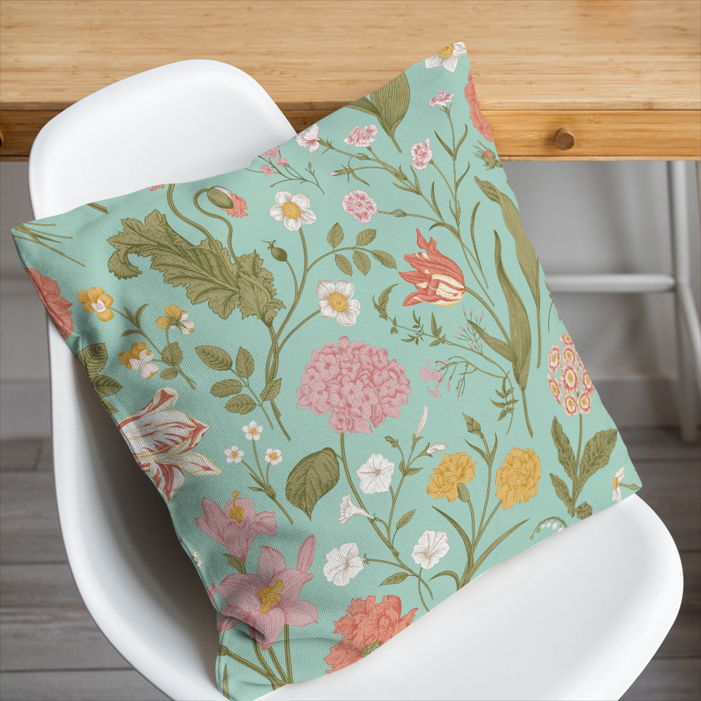 Throw Pillow – Vintage-Inspired Wildflower Garden