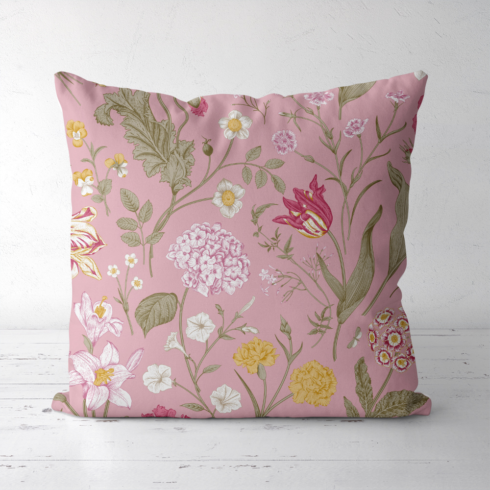 Throw Pillow – Vintage-Inspired Wildflower Garden