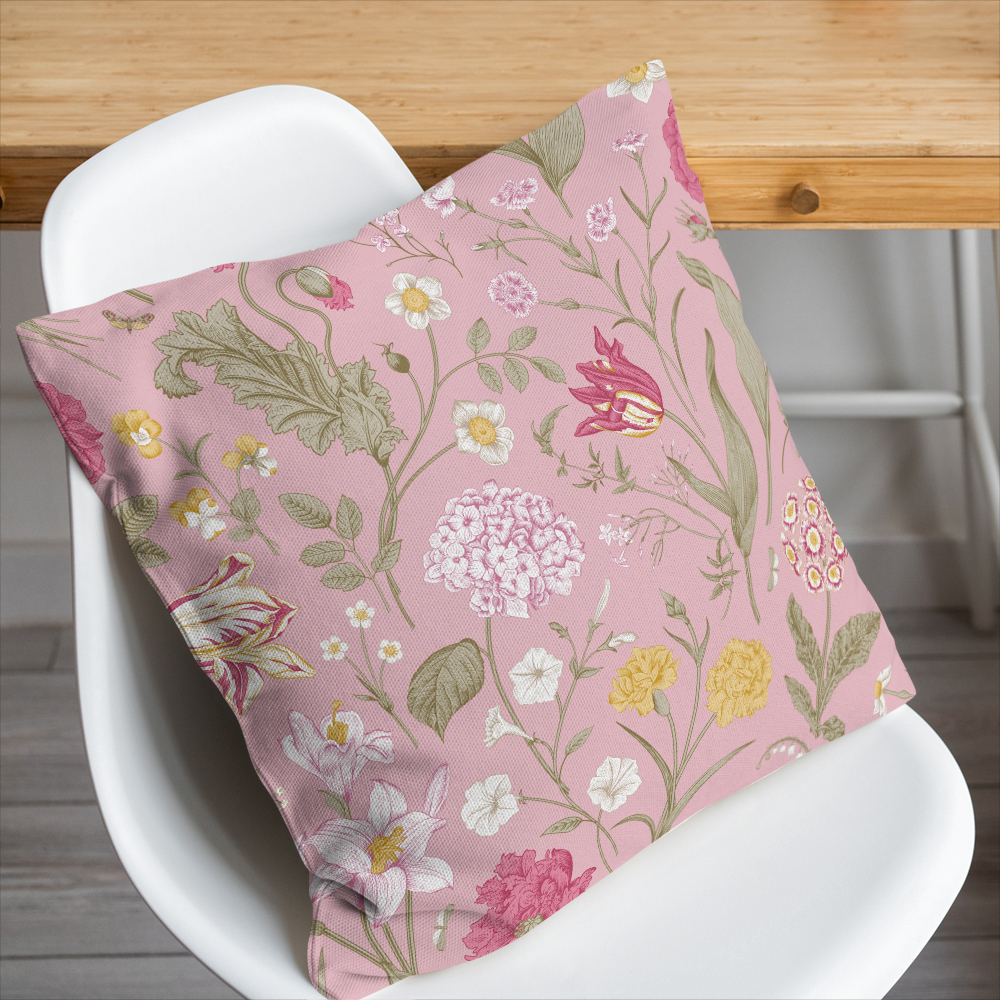 Throw Pillow – Vintage-Inspired Wildflower Garden