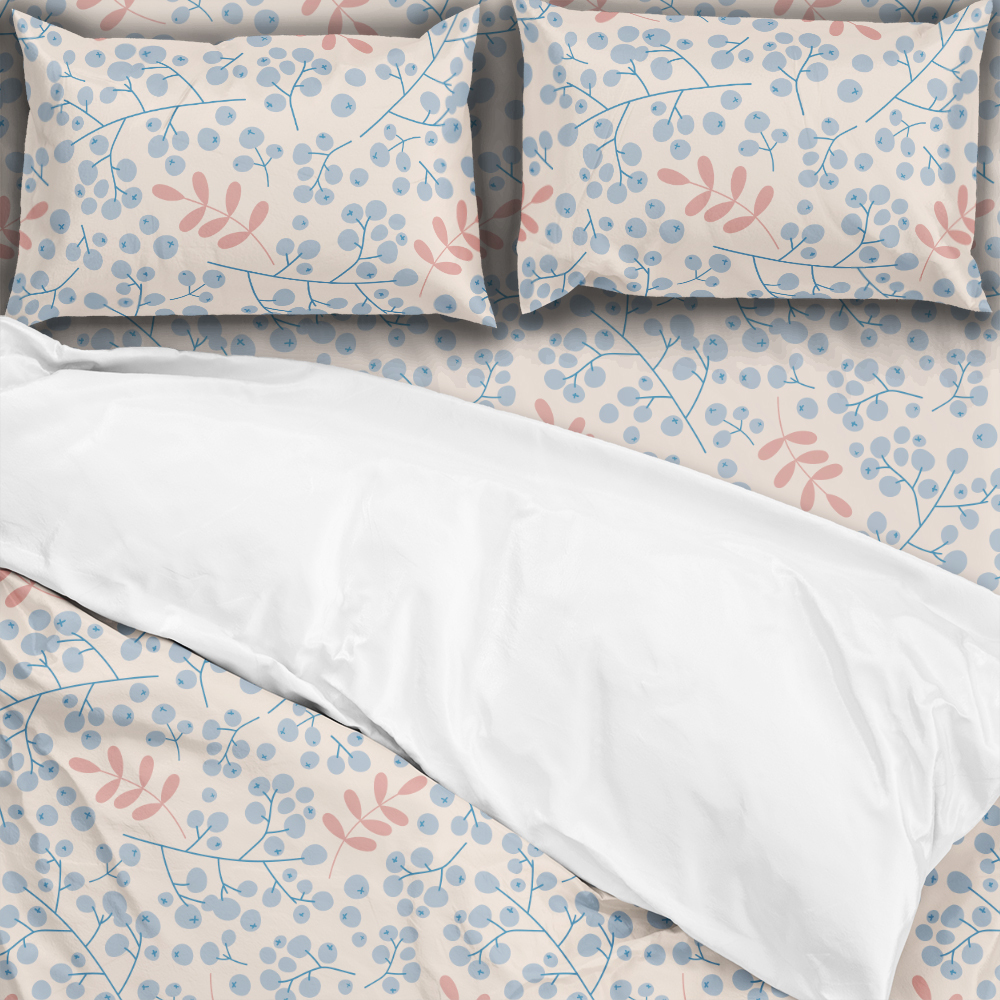 Bedding Set – Hand-Drawn Winter Rowan Berry Branch Print
