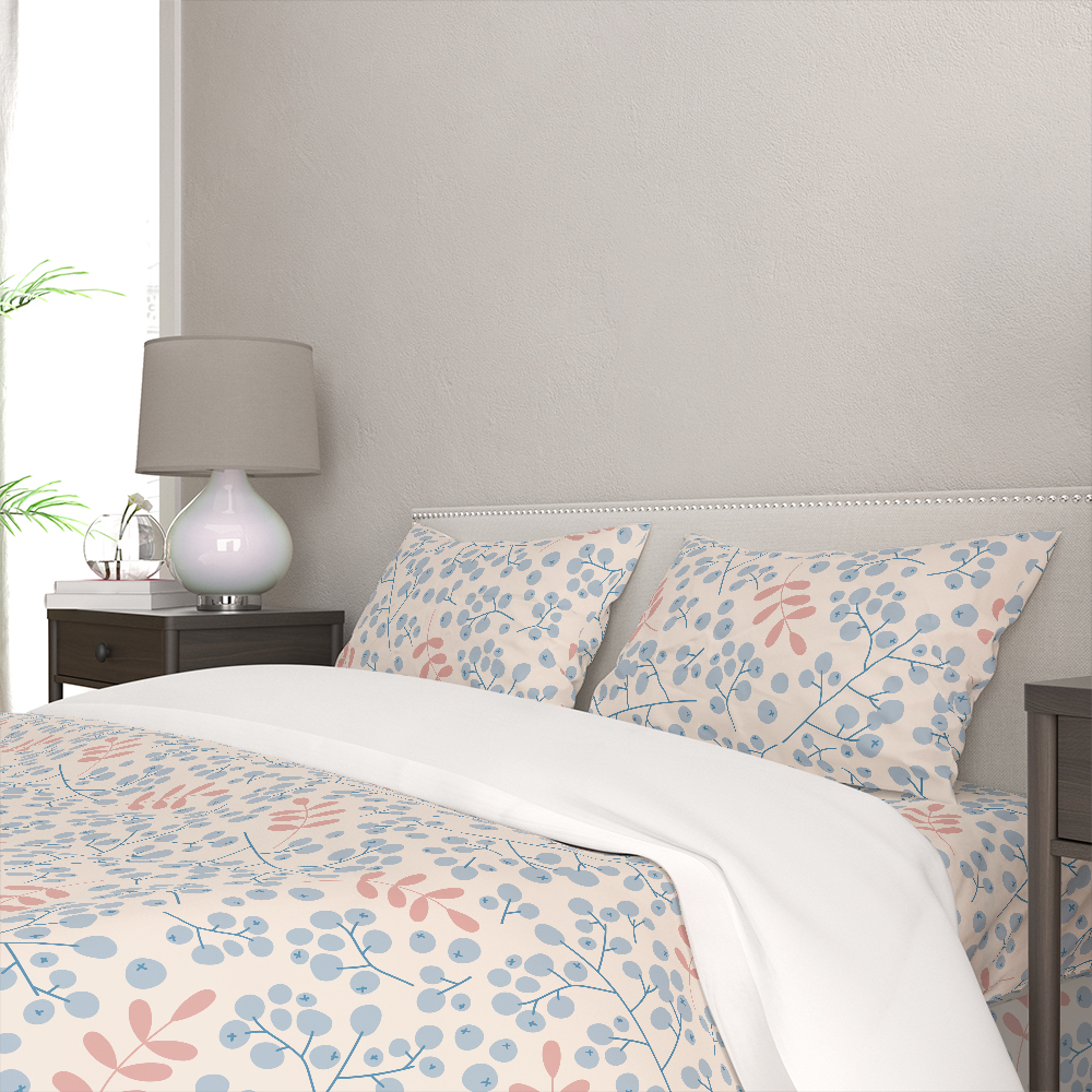 Bedding Set – Hand-Drawn Winter Rowan Berry Branch Print