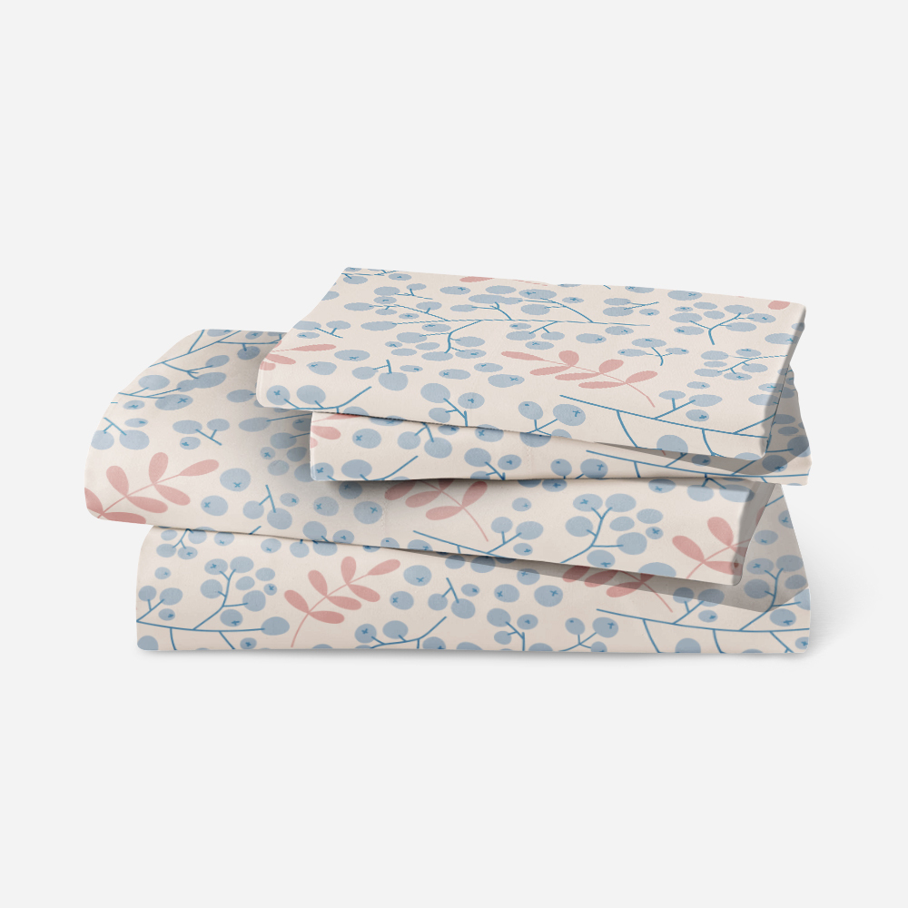 Bedding Set – Hand-Drawn Winter Rowan Berry Branch Print