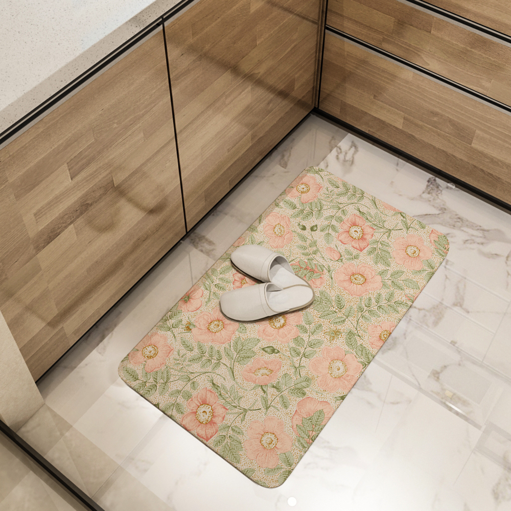 Kitchen Floor Mats – Vintage-Inspired Wild Pink Roses