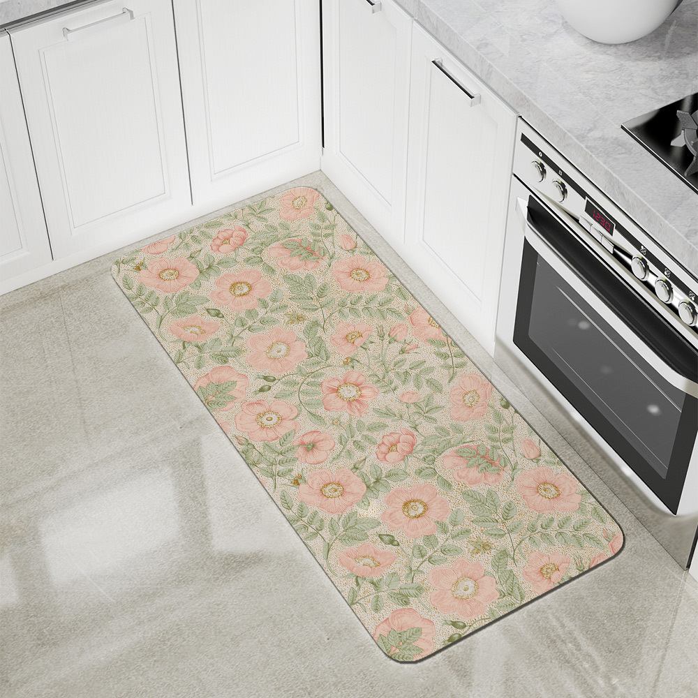 Kitchen Floor Mats – Vintage-Inspired Wild Pink Roses