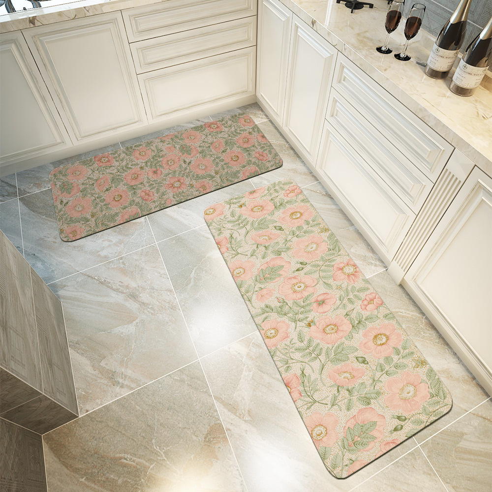 Kitchen Floor Mats – Vintage-Inspired Wild Pink Roses