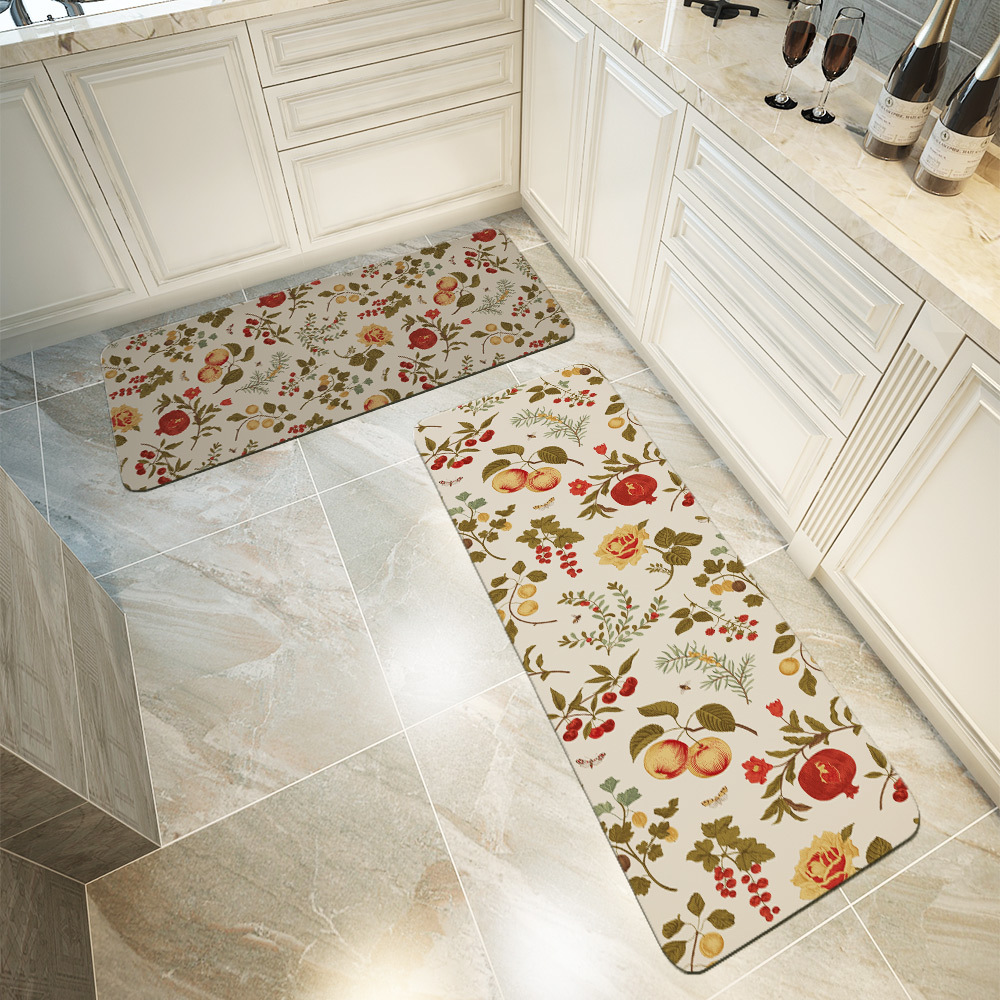 Kitchen Floor Mats – Autumn Vibe Fruit, Berry and Flowers
