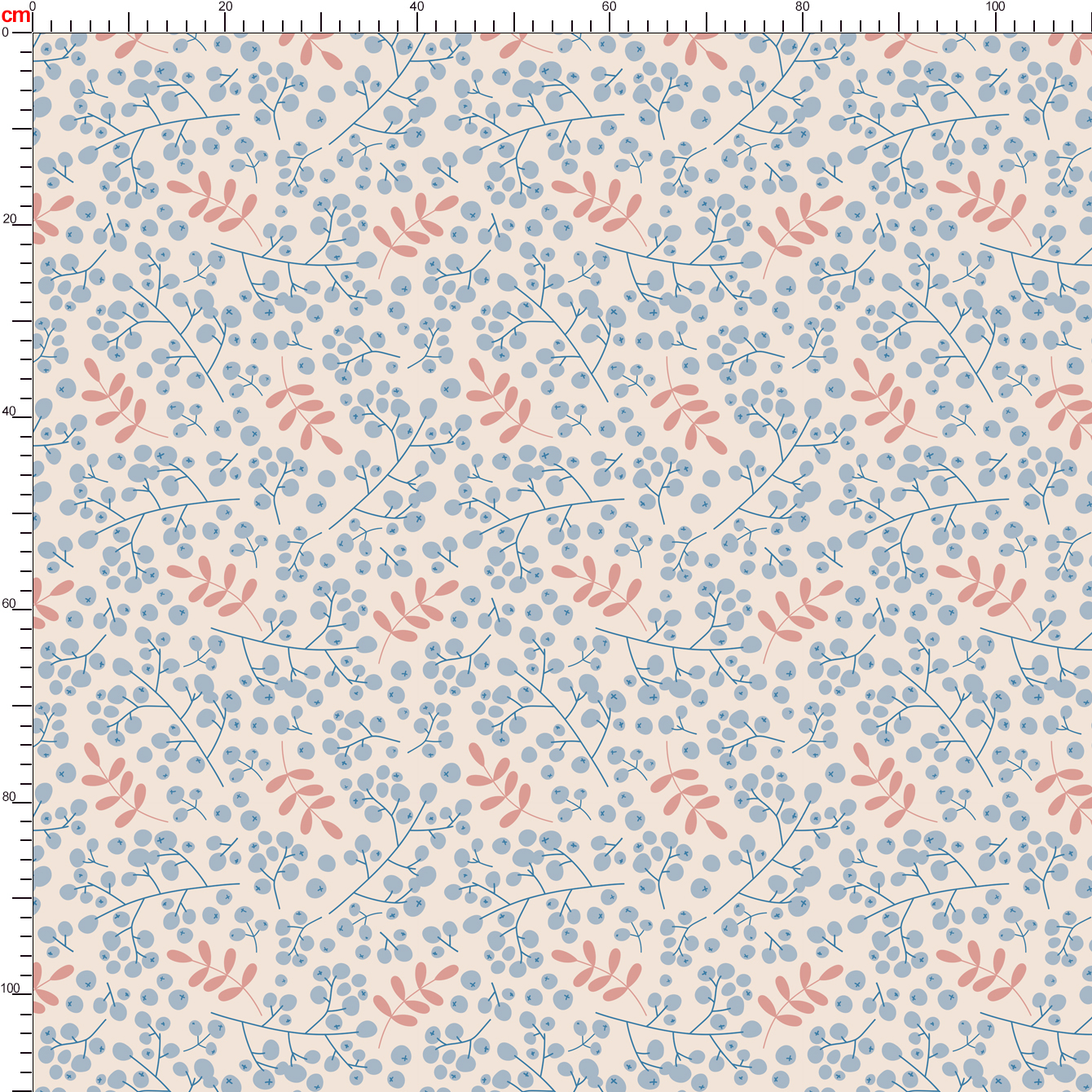 Winter Rowan Berries and Hand-Drawn Branch Pattern – Custom Print Fabrics