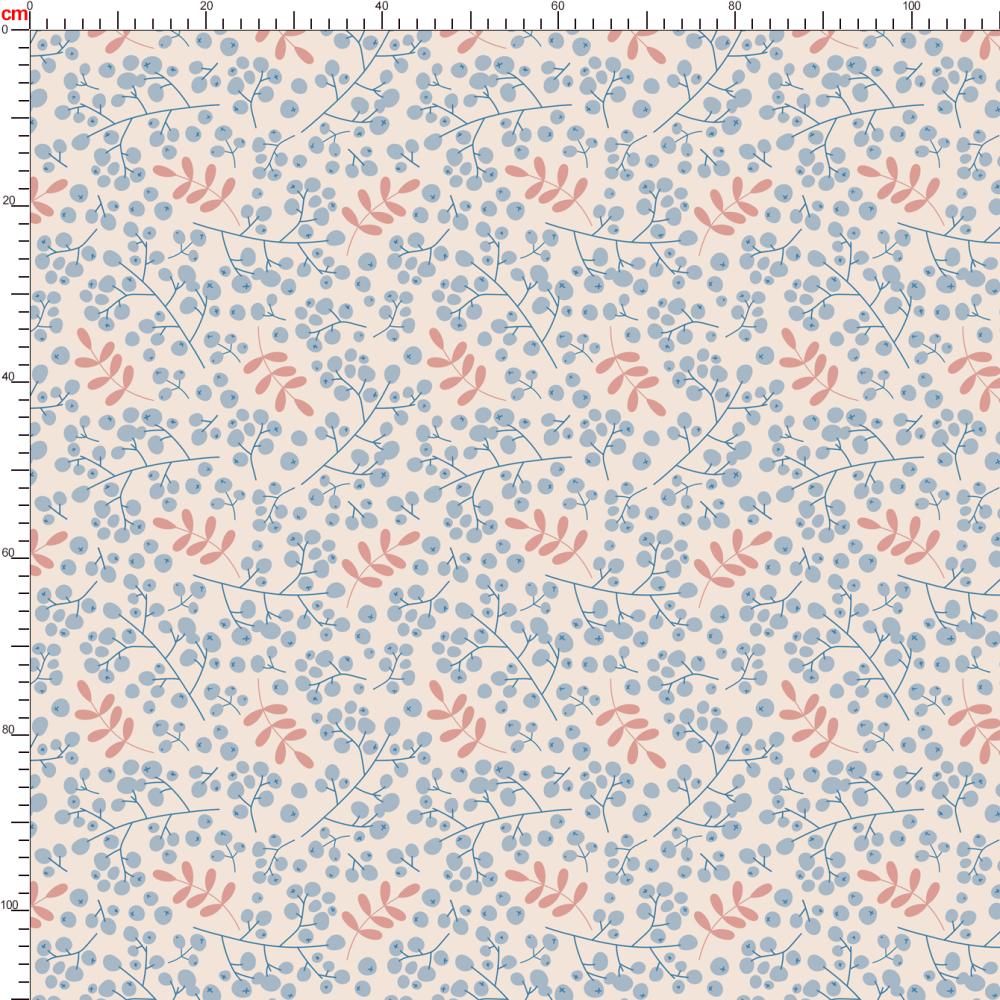 Winter Rowan Berries and Hand-Drawn Branch Pattern – Custom Print Fabrics