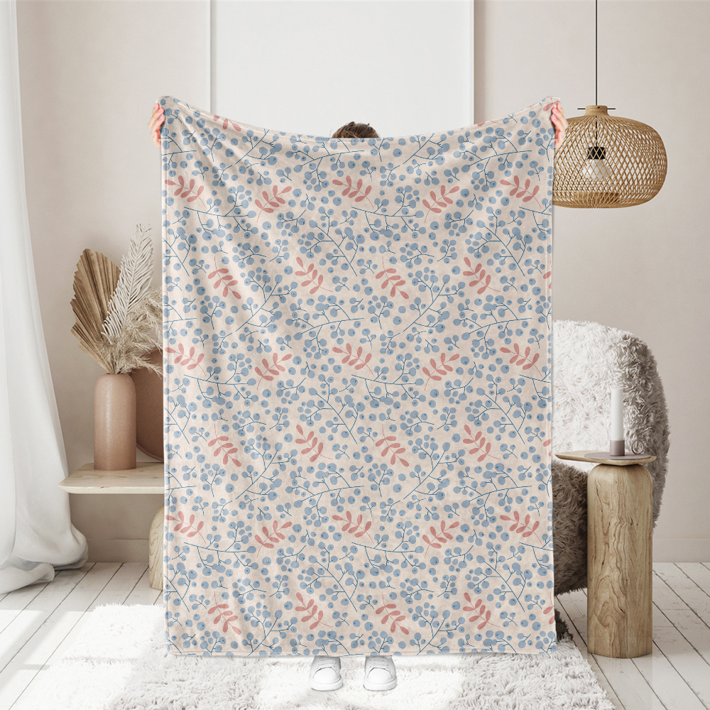 Winter Rowan Berries and Hand-Drawn Branch Pattern – Custom Print Fabrics