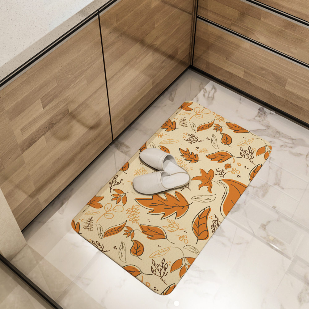 Kitchen Floor Mats – Autumn Falling Leaf Botanical Print