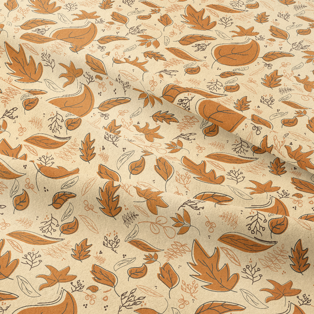 Creative Textured Autumn Leaf Pattern in Spring Brown – Custom Print Fabrics