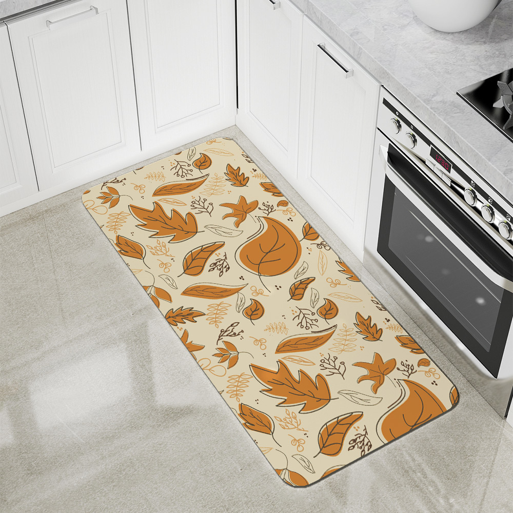 Kitchen Floor Mats – Autumn Falling Leaf Botanical Print