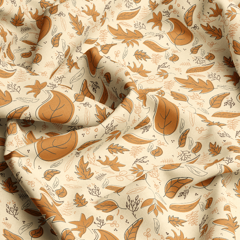 Creative Textured Autumn Leaf Pattern in Spring Brown – Custom Print Fabrics
