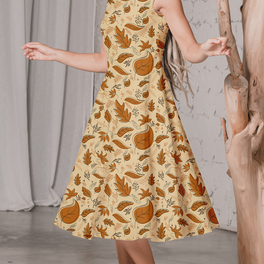 Creative Textured Autumn Leaf Pattern in Spring Brown – Custom Print Fabrics