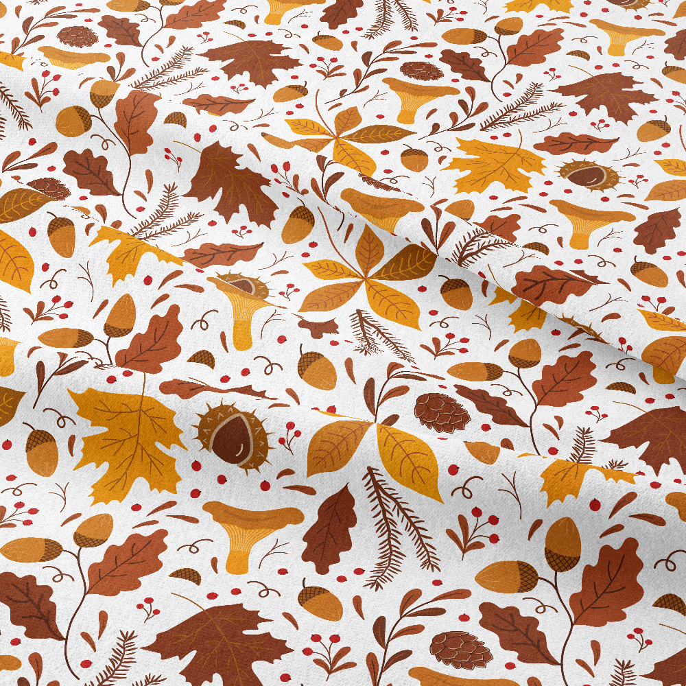 Golden Autumn Foliage and Forest Botanical Seamless Pattern – Custom Print Fabrics