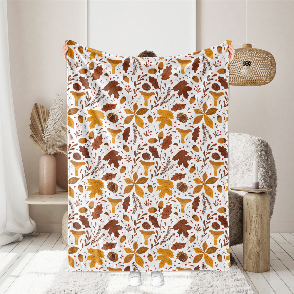 Golden Autumn Foliage and Forest Botanical Seamless Pattern – Custom Print Fabrics