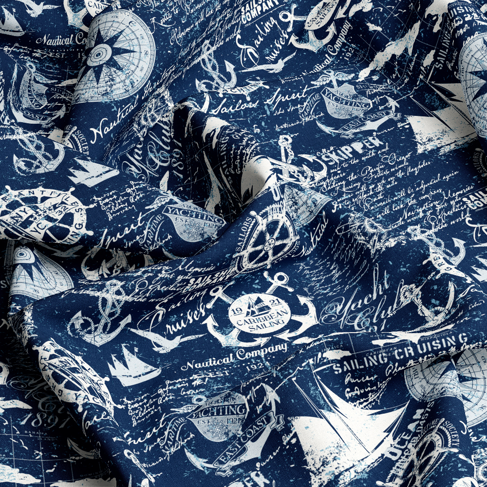 Sailing Cruises Nautical Elements Seamless Pattern Fabric - Personalized Prints
