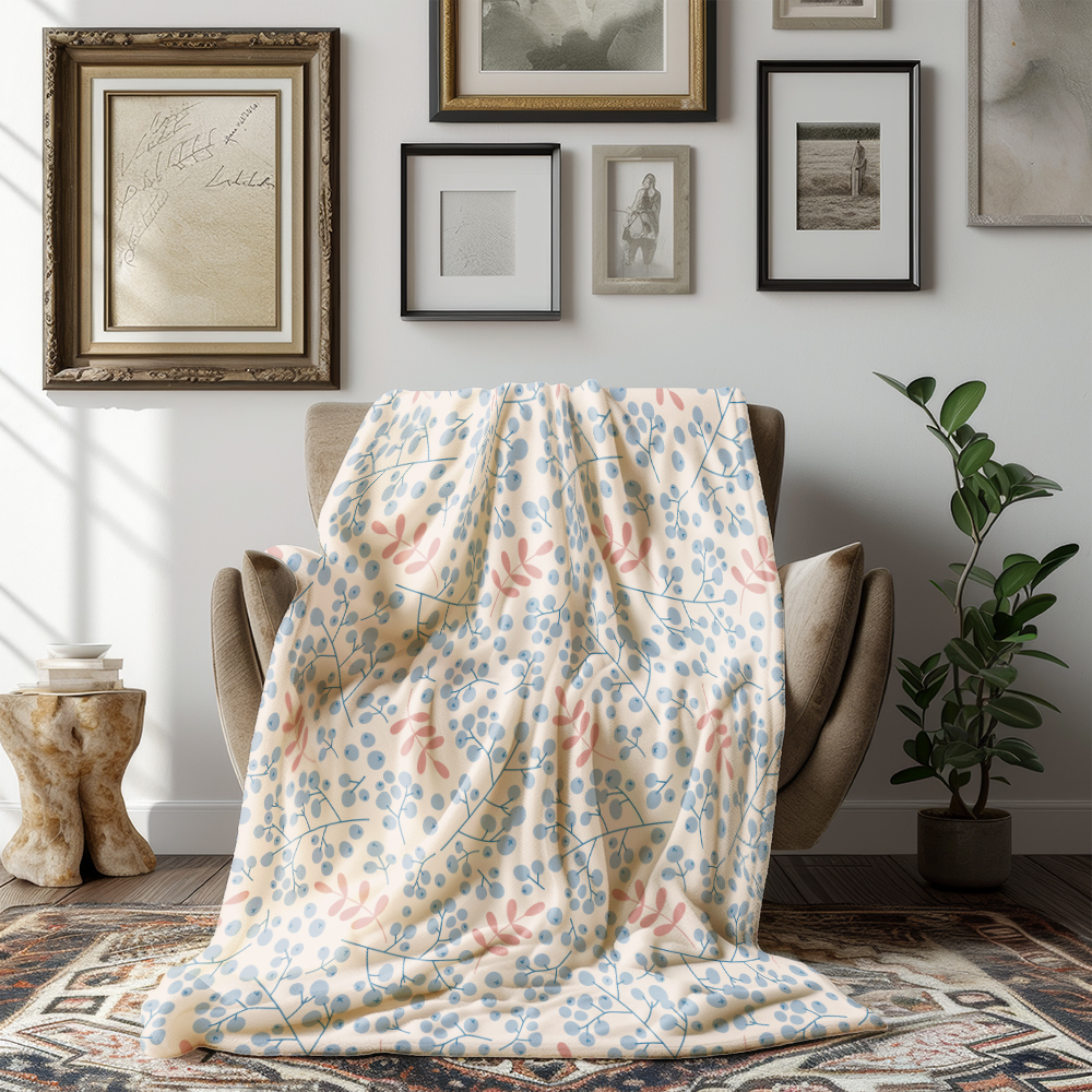 Throw Blanket – Secret Garden Rowan Berry Branch Christmas Print