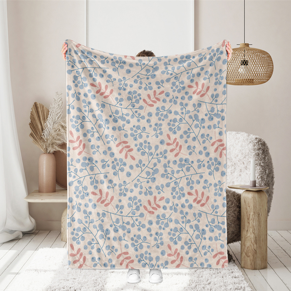 Throw Blanket – Secret Garden Rowan Berry Branch Christmas Print