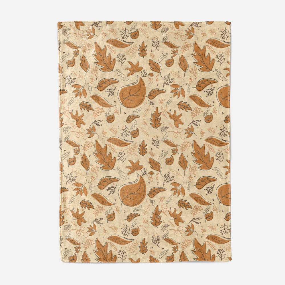 Throw Blanket – Soft Pastoral Spring Brown Leaves Falling Design