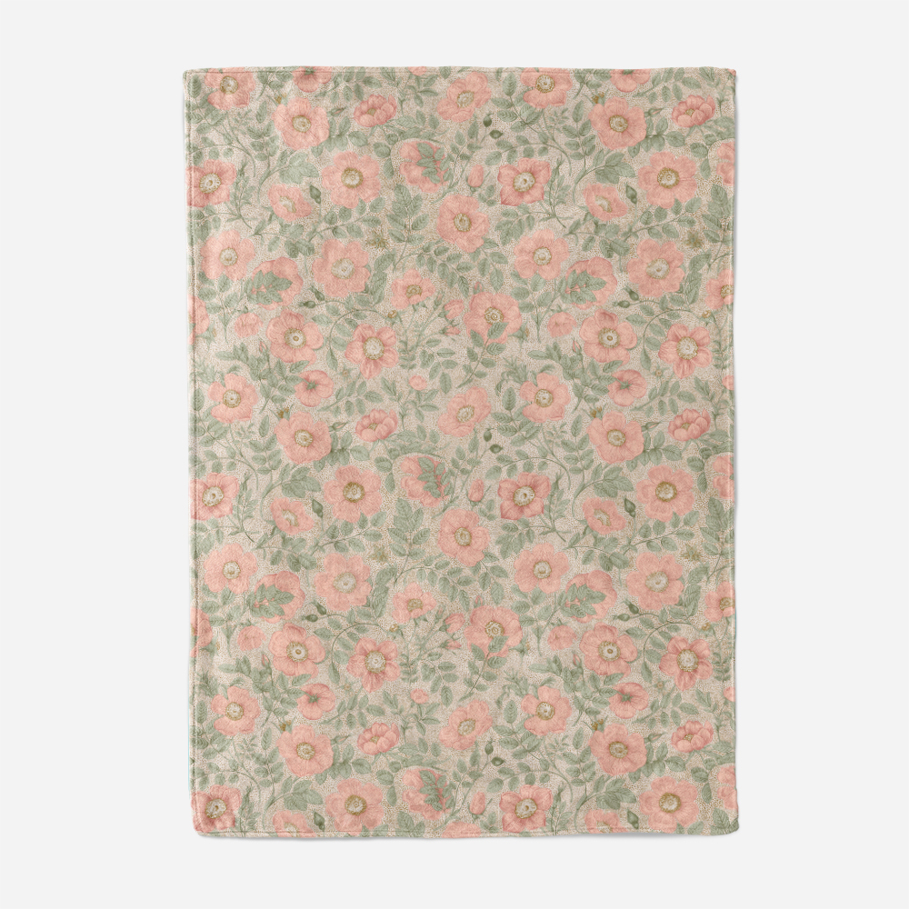 Throw Blanket – Timeless Wild Pink Rose Bouquet Print