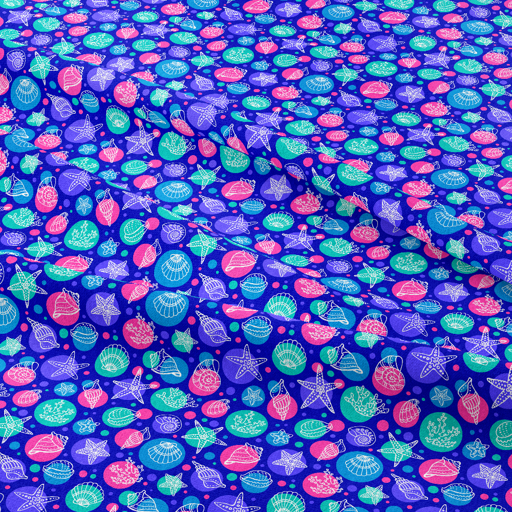 Sea Life With Seashells Corals And Starfishes - Custom Print Fabrics