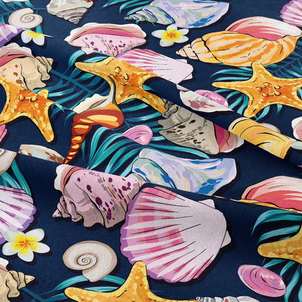 Seamless Sea Life Pattern | Marine Theme Shells | Custom Print Fabrics