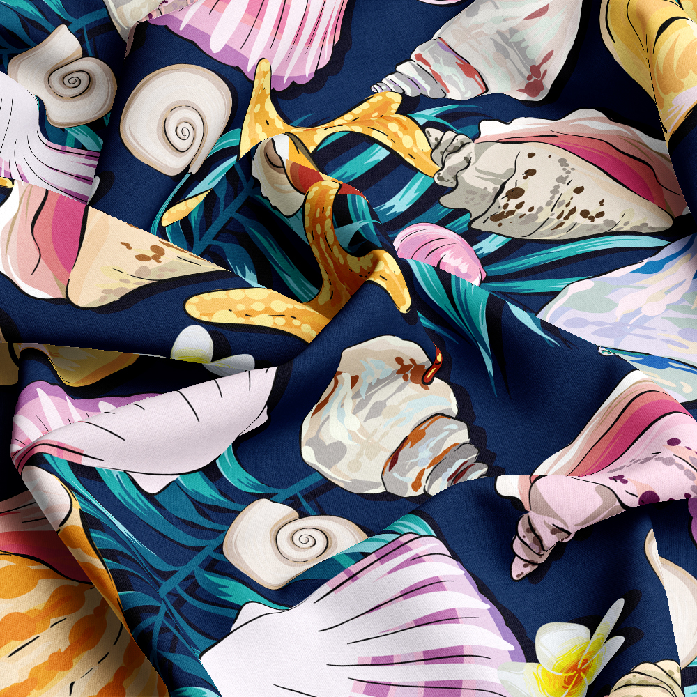 Seamless Sea Life Pattern | Marine Theme Shells | Custom Print Fabrics