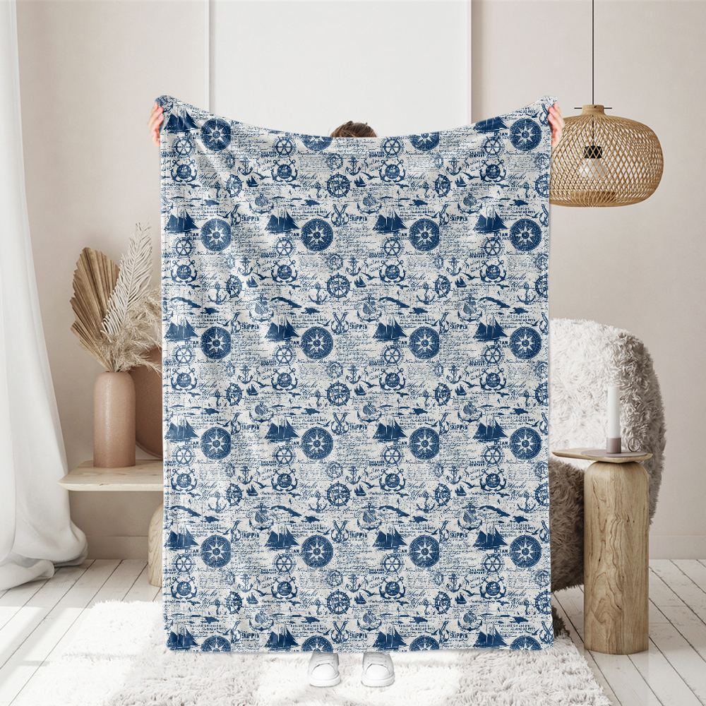 Sailing Cruises Nautical Elements Seamless Pattern Printing - Custom Fabric Solutions