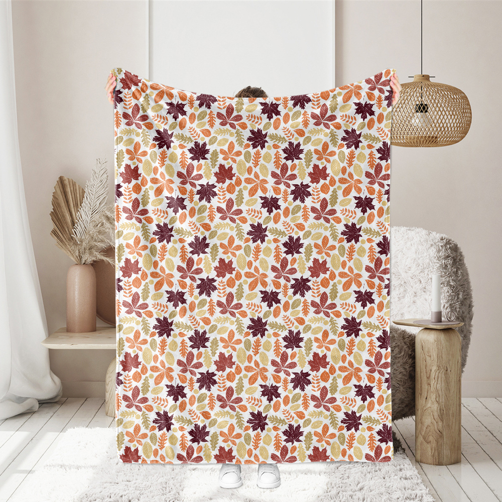Crimson and Amber Autumn Leaf Botanical Pattern – Custom Print Fabrics