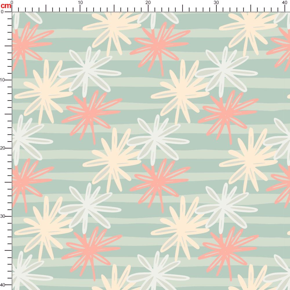 Tender Chamomile Silhouettes with Striped Background – Custom Print Fabrics