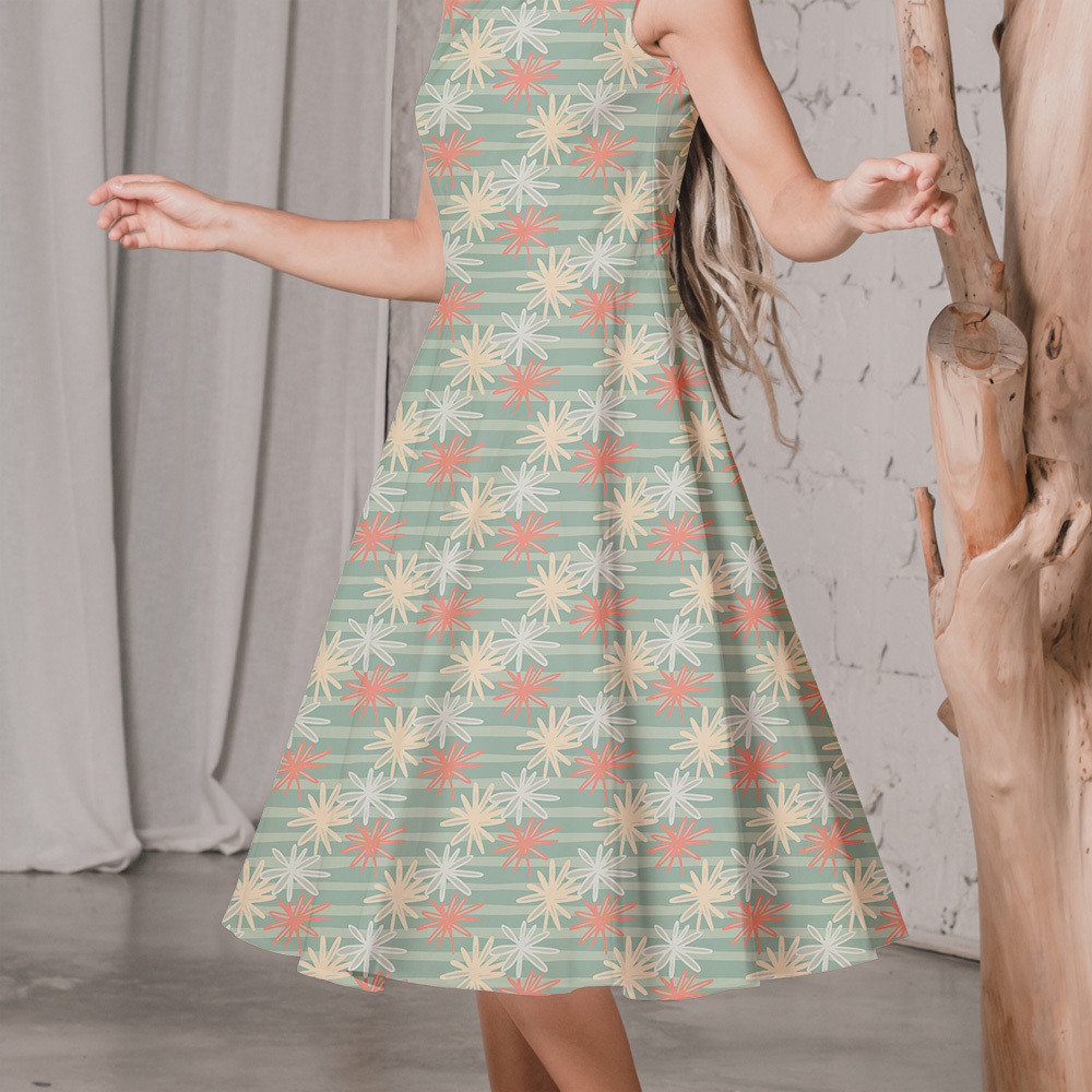 Tender Chamomile Silhouettes with Striped Background – Custom Print Fabrics