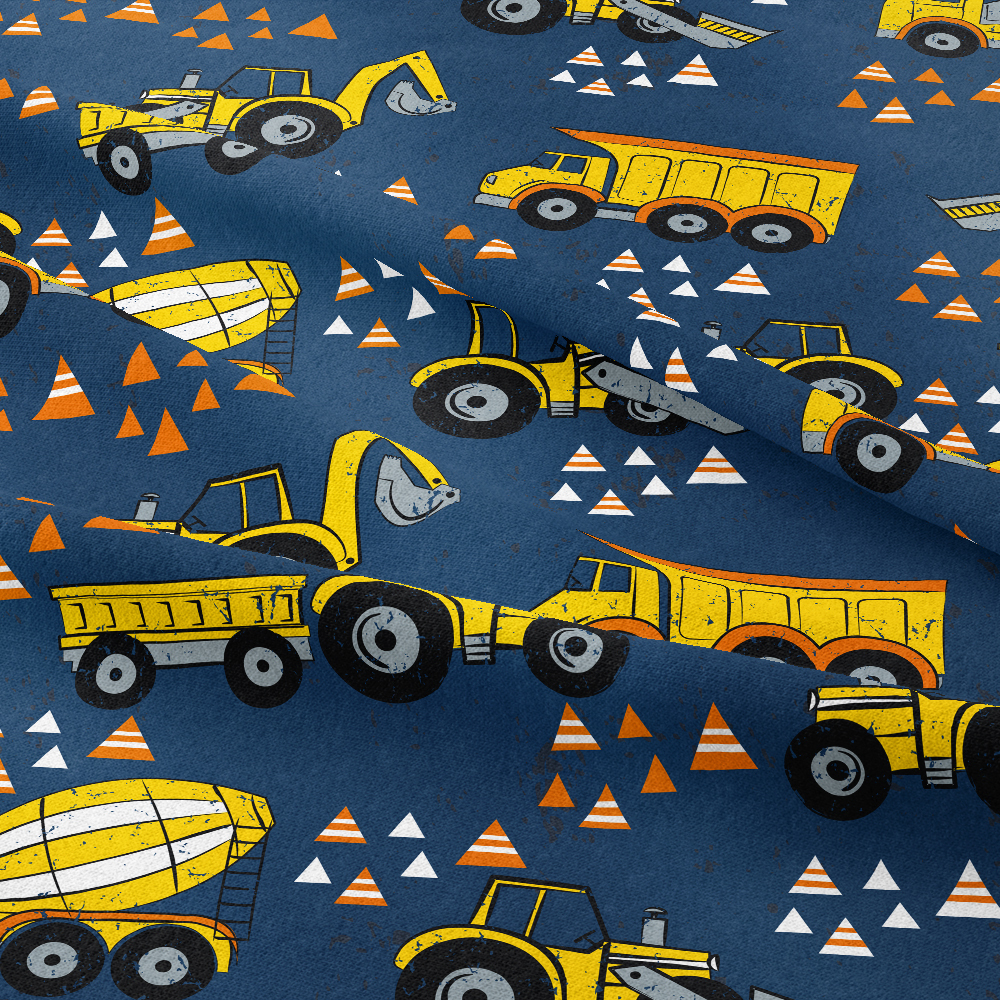 Customized Triangle and Excavator Fabric Seamless Pattern - Personalized Fabric Patterns Available