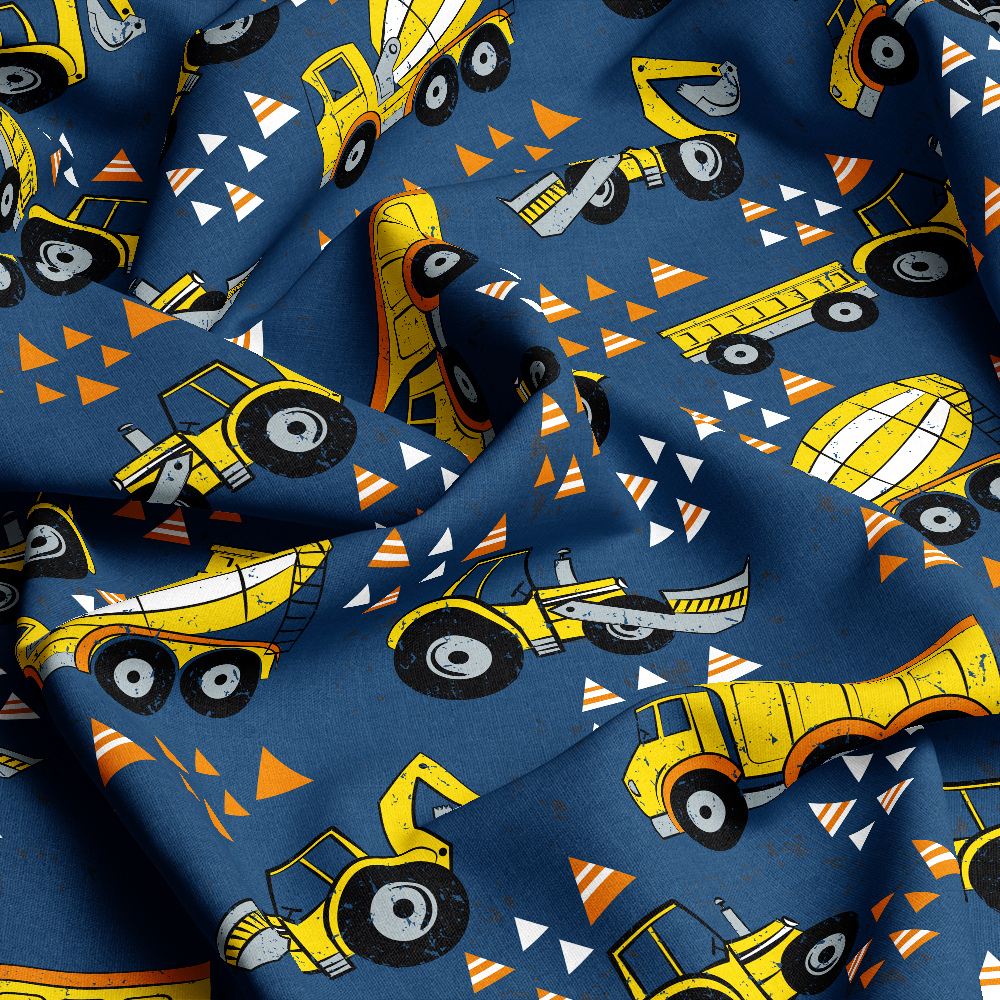 Customized Triangle and Excavator Fabric Seamless Pattern - Personalized Fabric Patterns Available