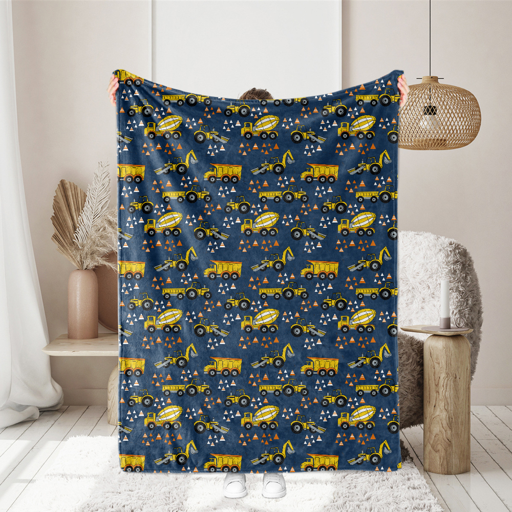 Customized Triangle and Excavator Fabric Seamless Pattern - Personalized Fabric Patterns Available