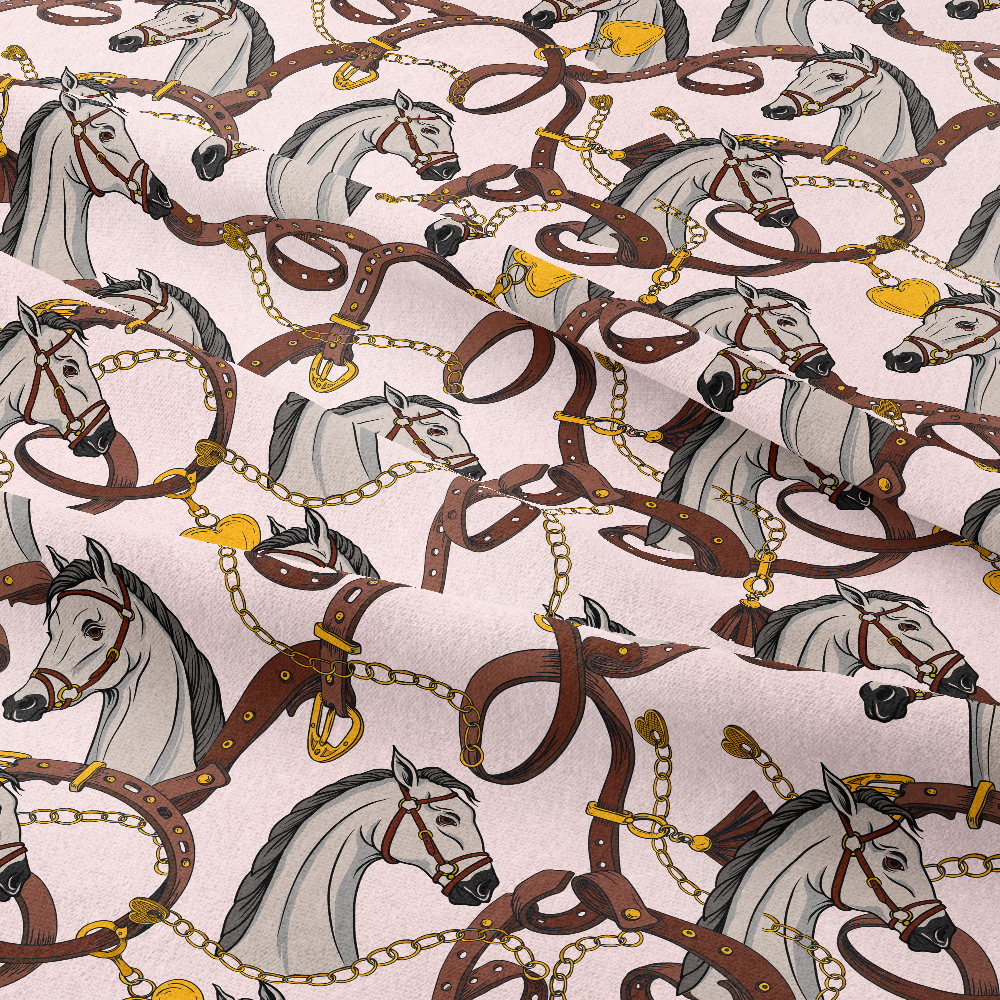 Seamless Pattern with Horse Head and Belts - Custom Print Fabrics