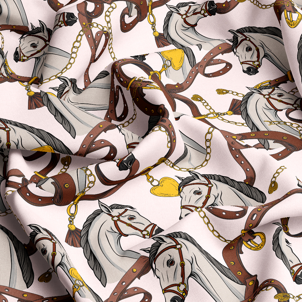 Seamless Pattern with Horse Head and Belts - Custom Print Fabrics